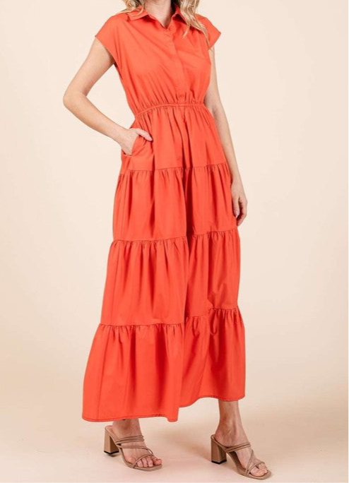 Evelyn Button Up Collared Maxi Shirt Dress