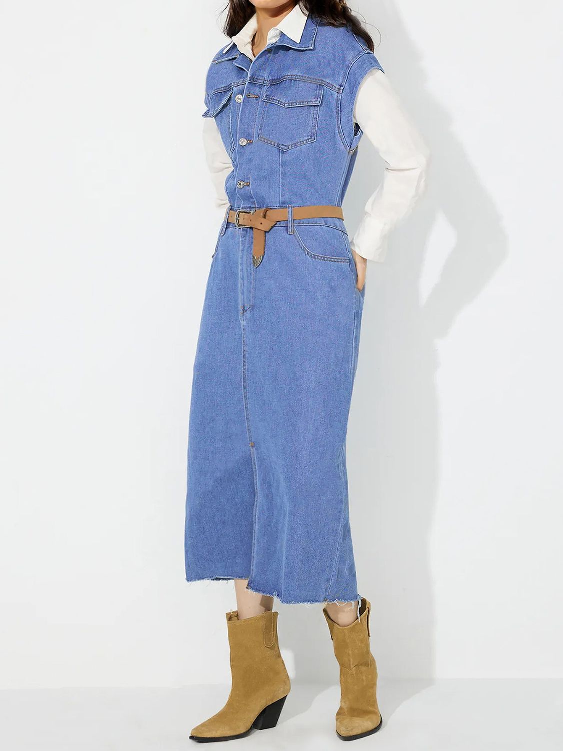 Darla Denim Button Down Midi Dress