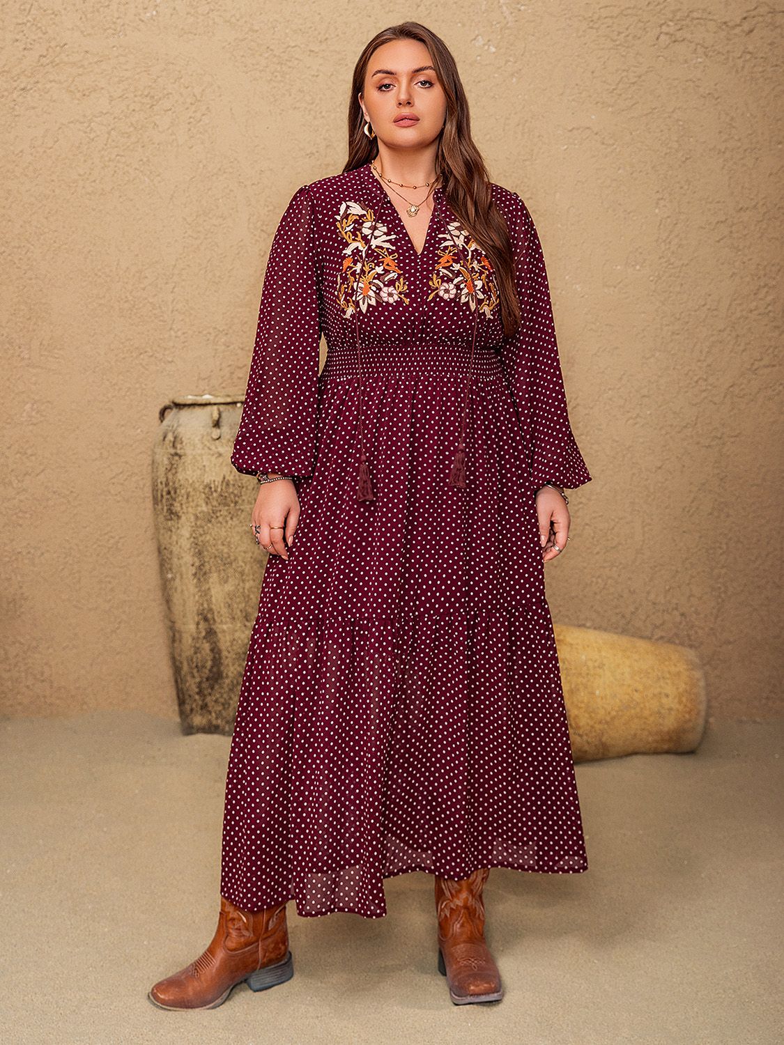 Bella Curvy Size Polka Dot Dress