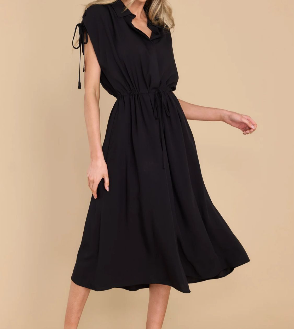 Florence Collared Short Sleeve Midi Dress