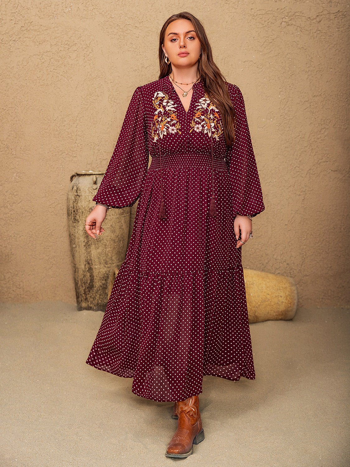 Bella Curvy Size Polka Dot Dress