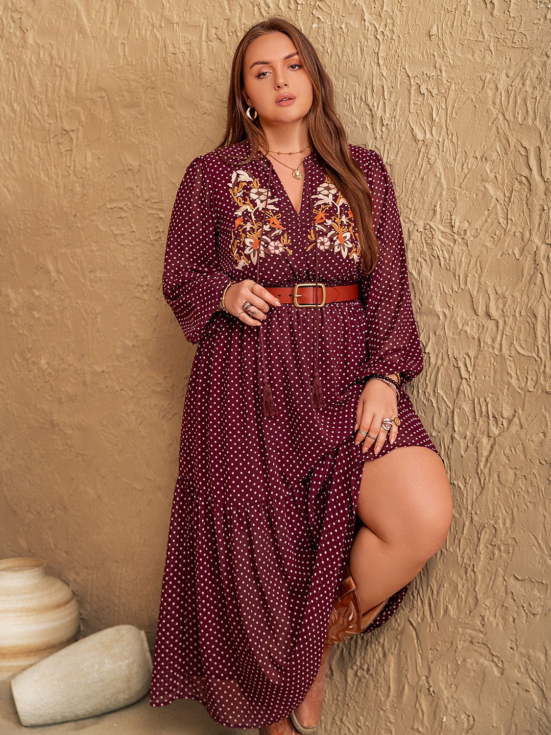 Bella Curvy Size Polka Dot Dress