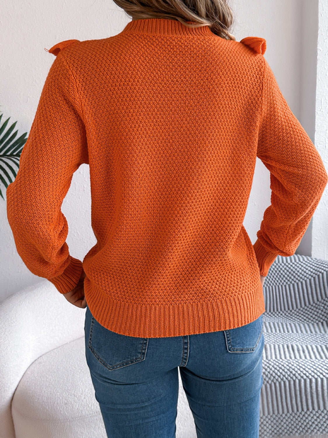 Madeleine Ruffled Round Neck Long Sleeve Sweater