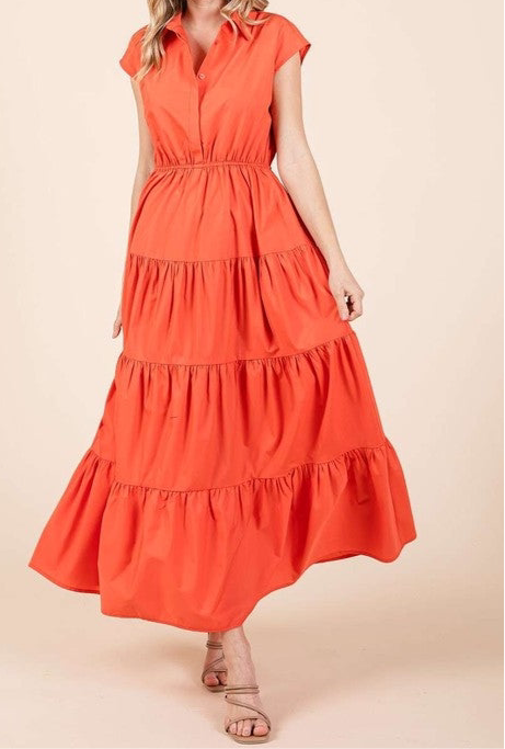Evelyn Button Up Collared Maxi Shirt Dress