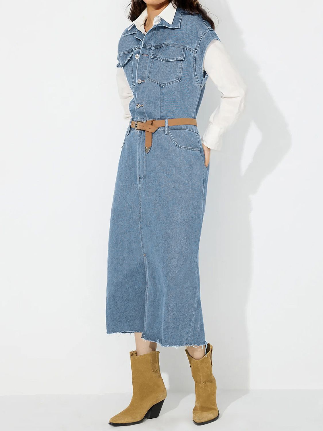 Darla Denim Button Down Midi Dress