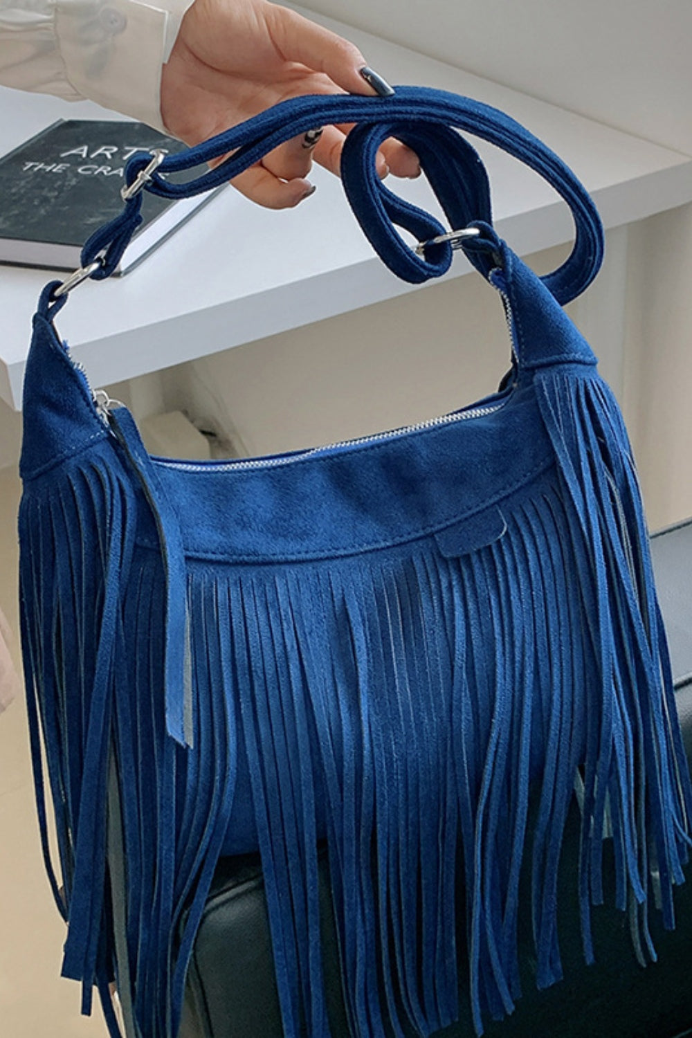 Jenny Suede Fringe Adjustable Strap Shoulder Bag