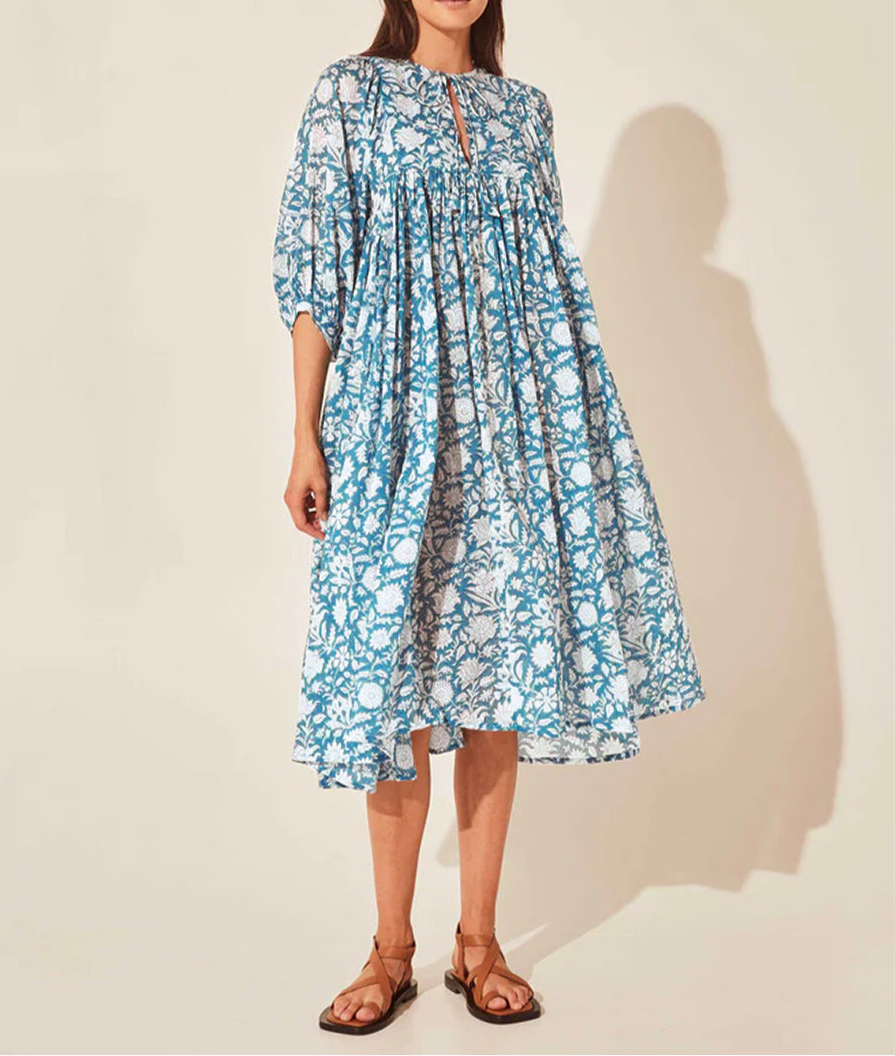 Iris Floral Lantern Sleeve Dress