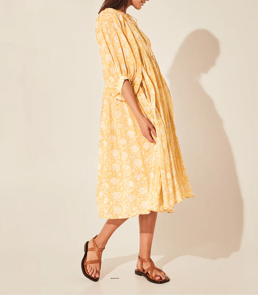 Iris Floral Lantern Sleeve Dress