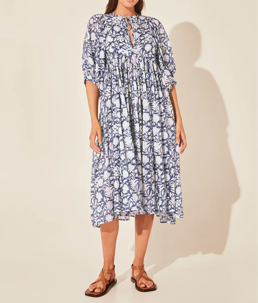 Iris Floral Lantern Sleeve Dress