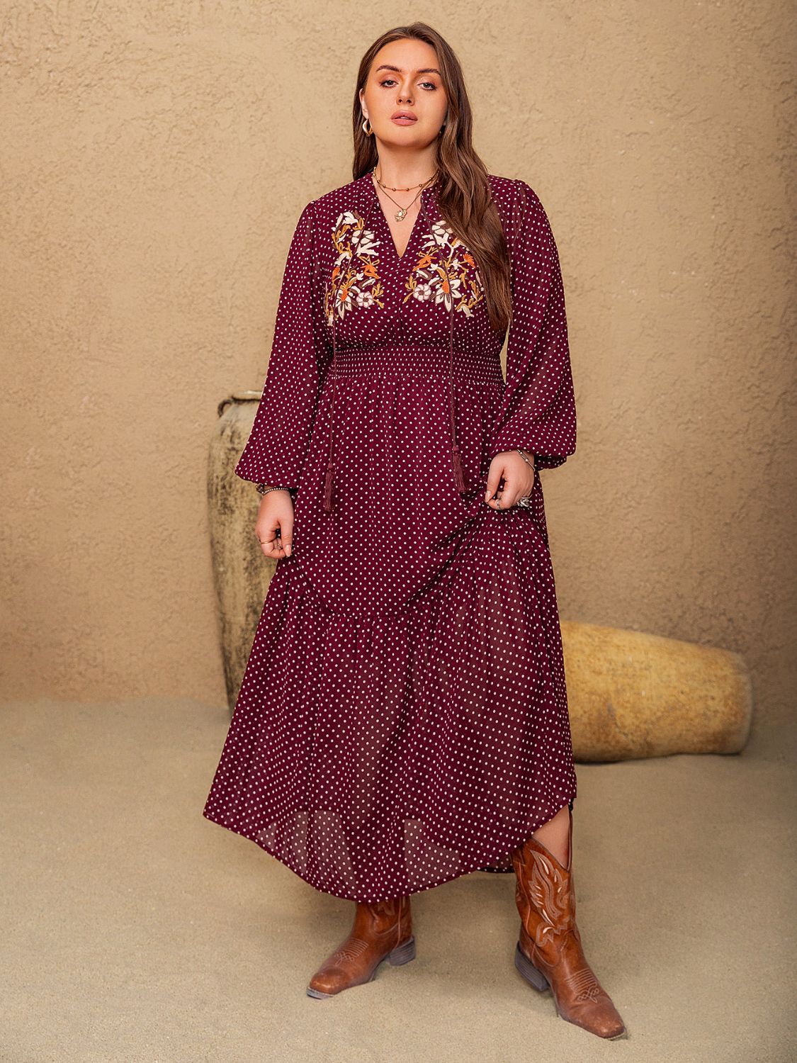 Bella Curvy Size Polka Dot Dress