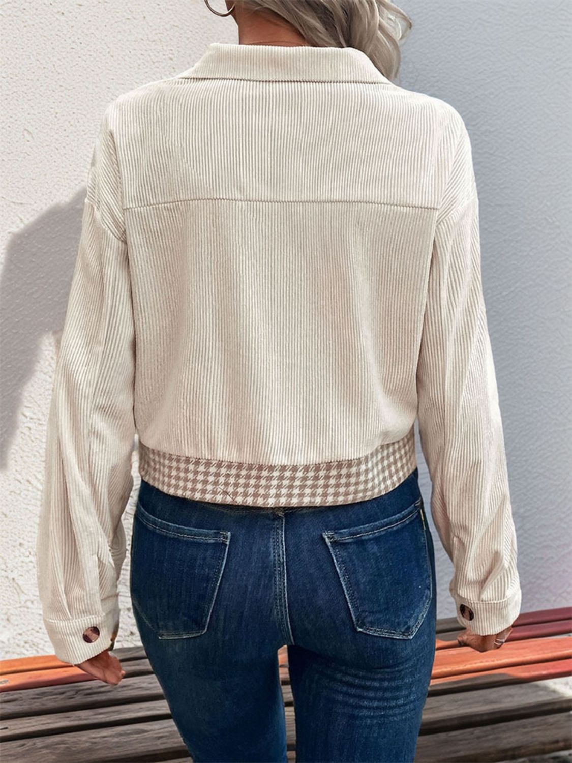 Minnie Pocketed Houndstooth Long Sleeve Jacket