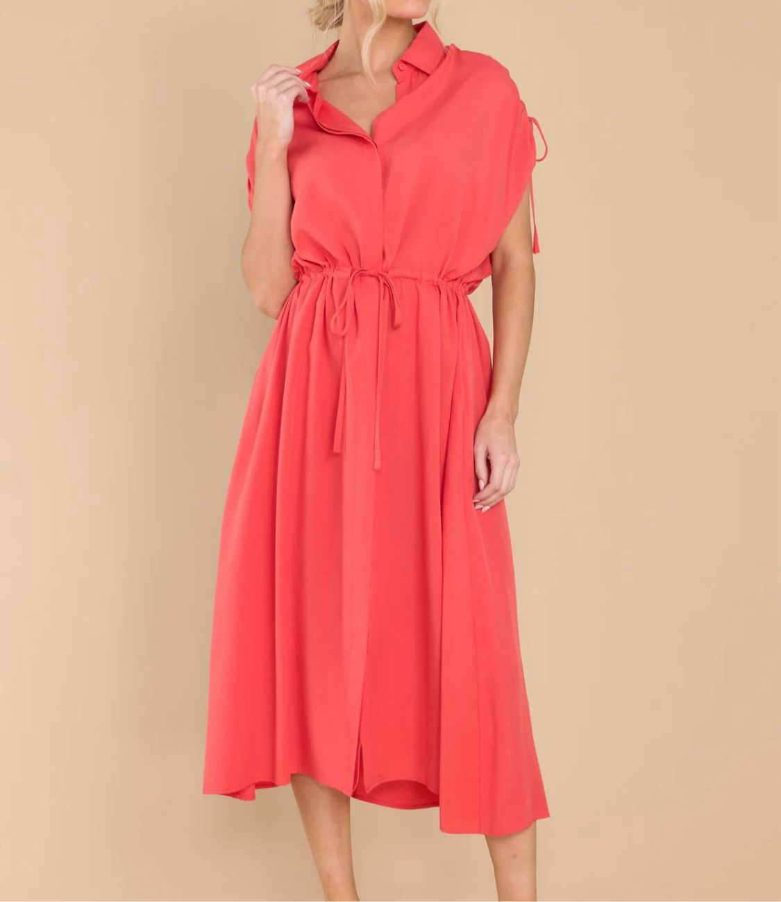 Florence Collared Short Sleeve Midi Dress