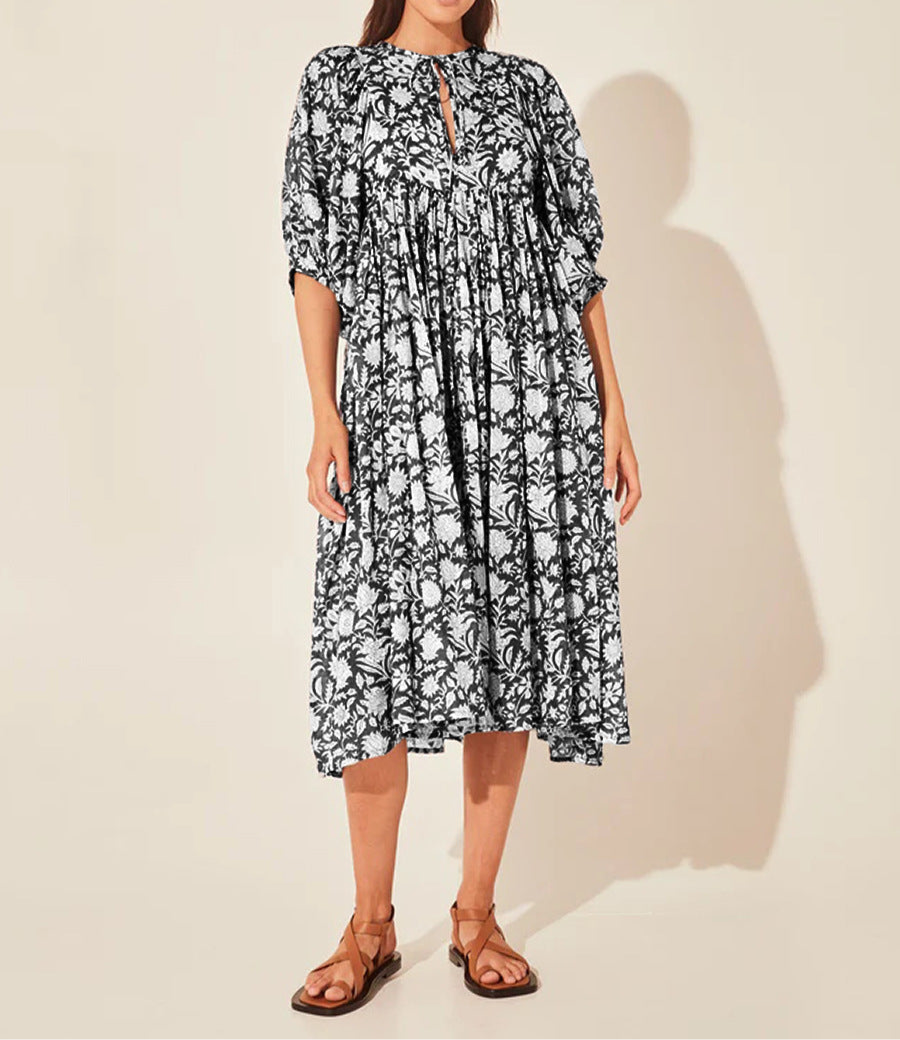 Iris Floral Lantern Sleeve Dress