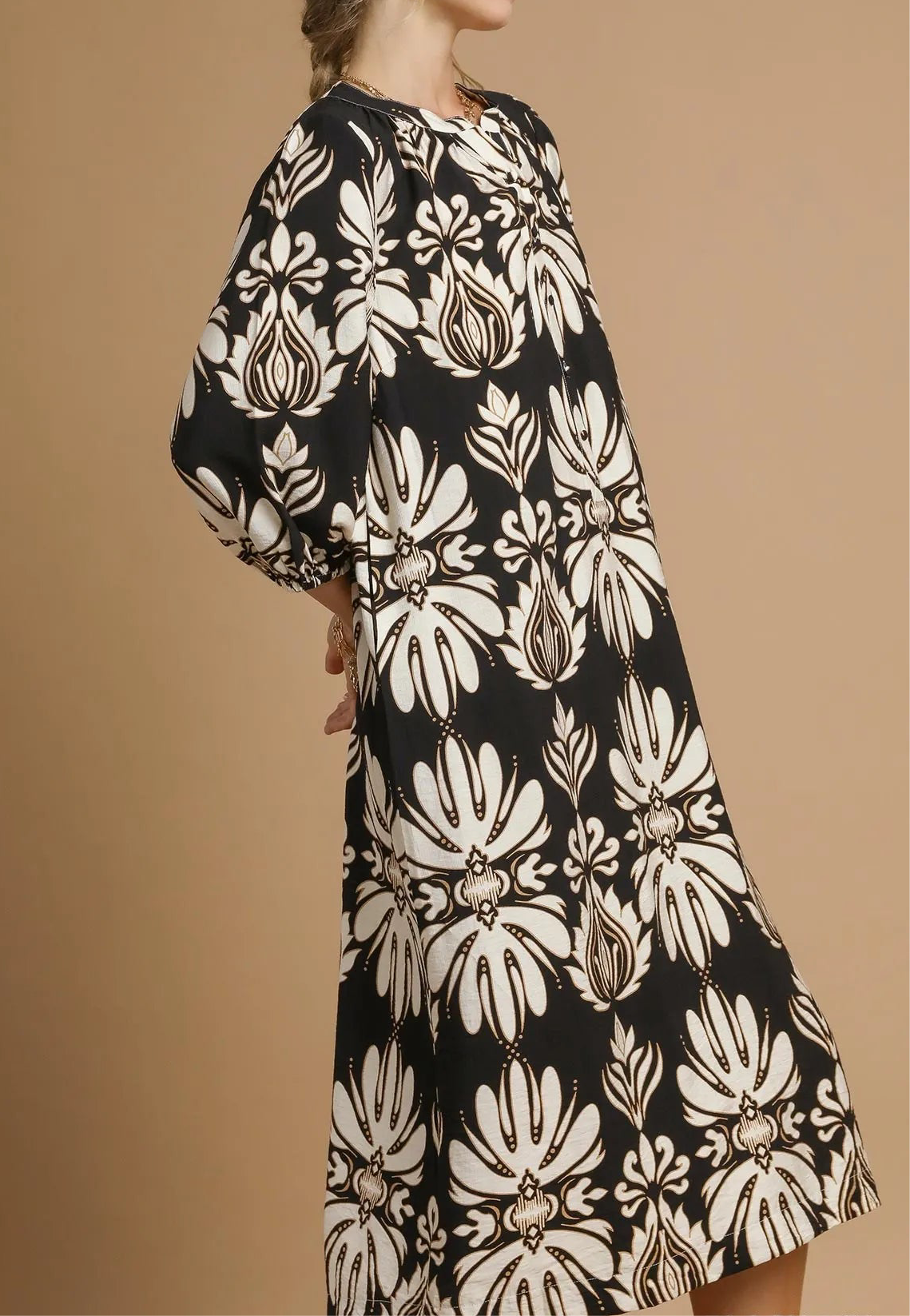 Belinda Mix Abstract Floral Print Midi Dress