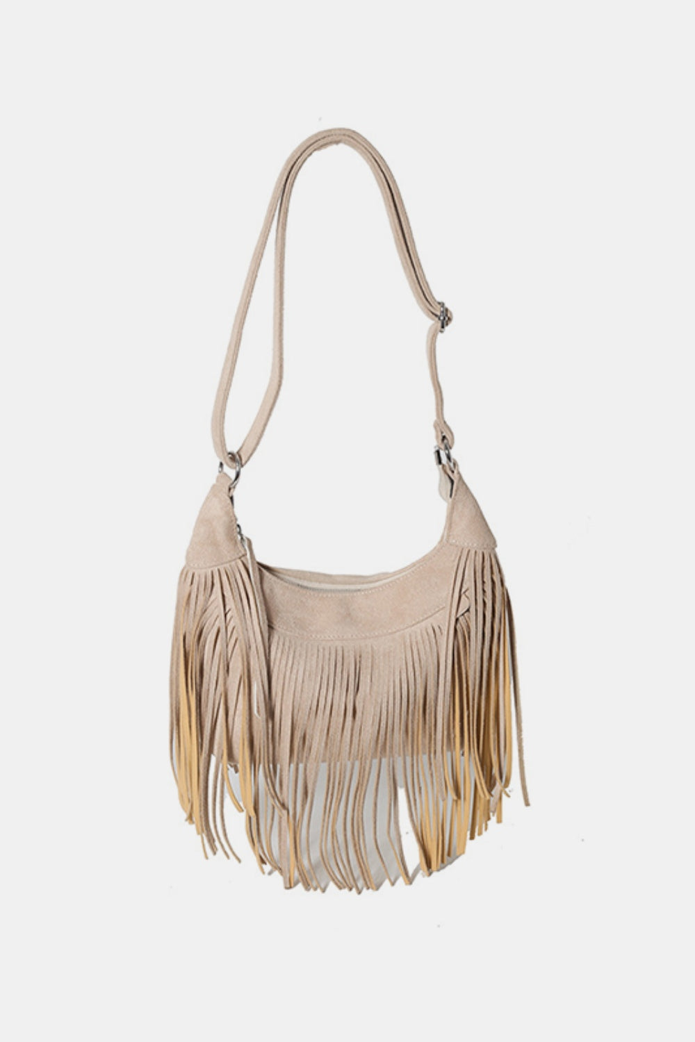 Jenny Suede Fringe Adjustable Strap Shoulder Bag