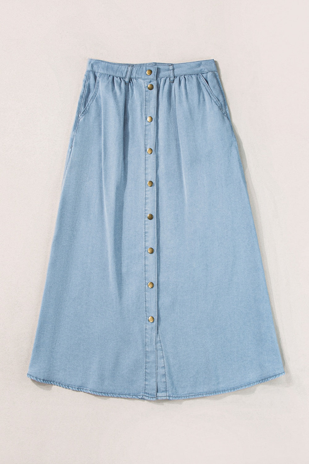 Dorothy Snap Down High Waist Denim Skirt