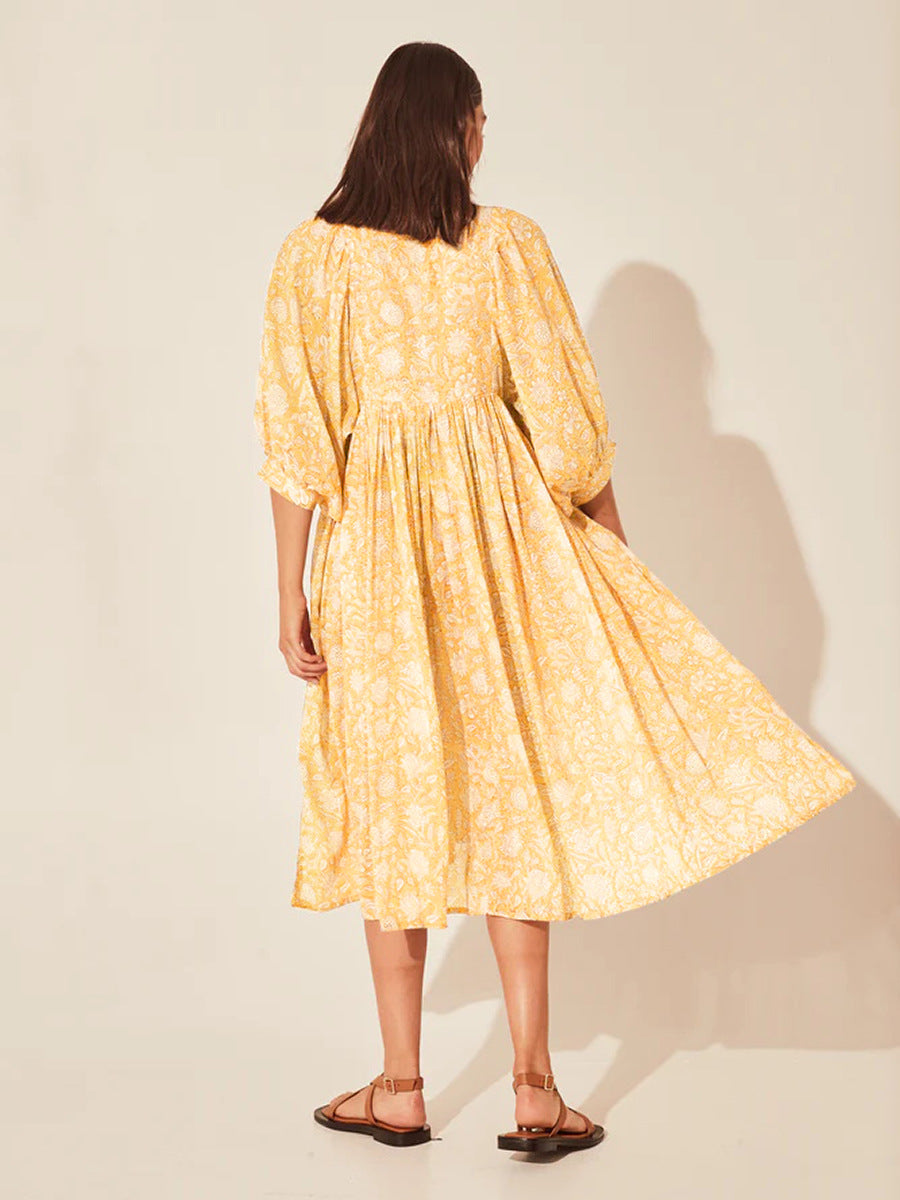 Iris Floral Lantern Sleeve Dress
