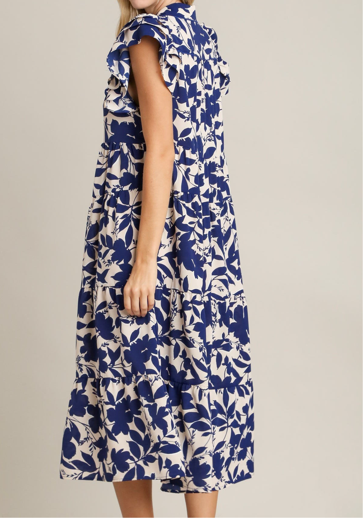 Cora Floral Ruffle Cap Sleeve Midi Dress