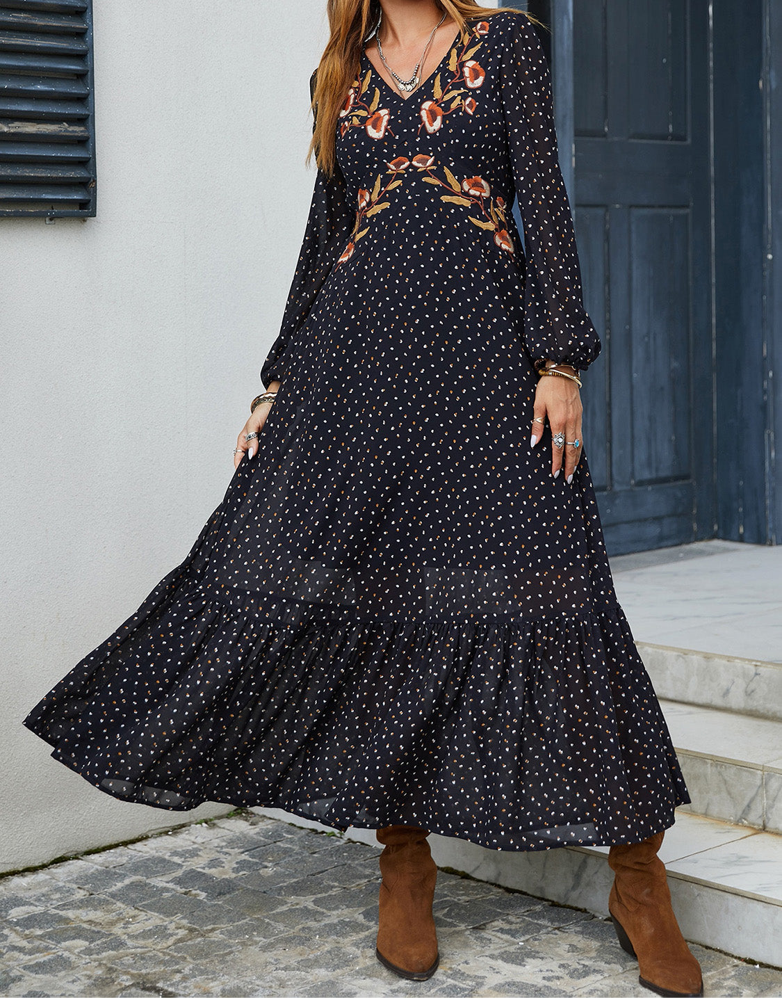 Rory Embroidered Long Sleeve Dress