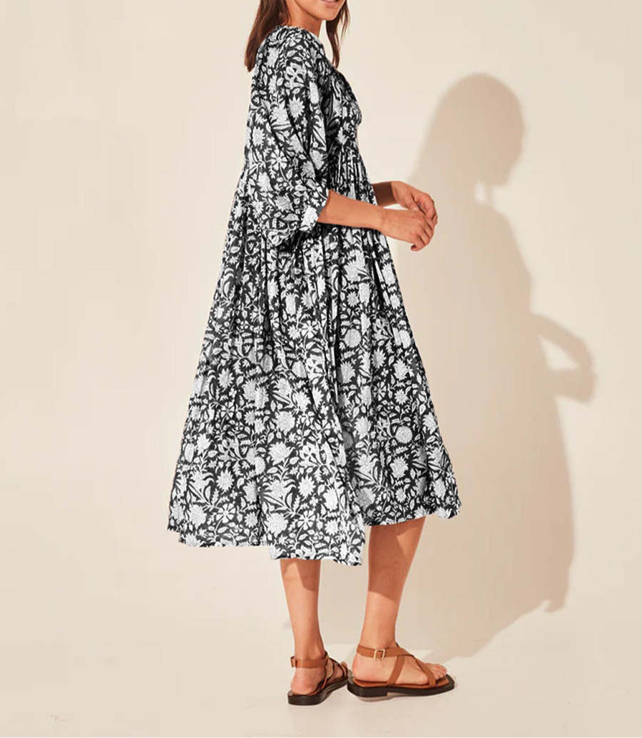 Iris Floral Lantern Sleeve Dress