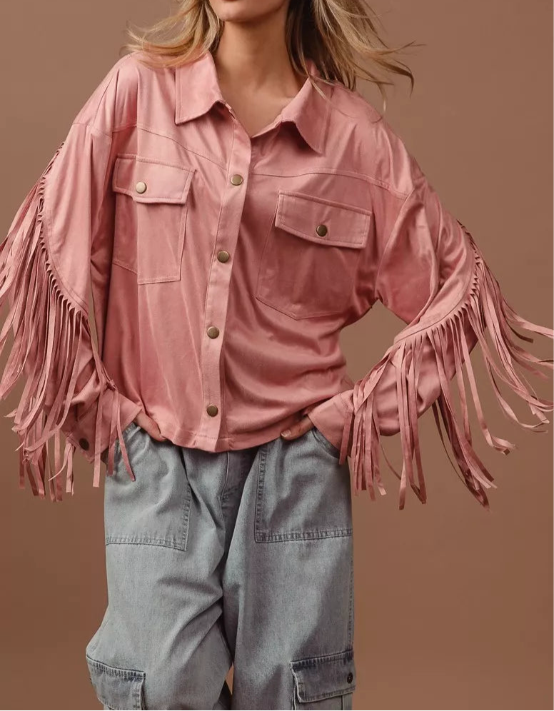 Dottie Suede Fringe Long Sleeve Jacket