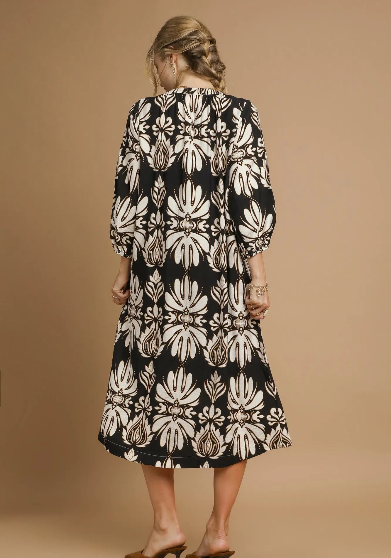 Belinda Mix Abstract Floral Print Midi Dress
