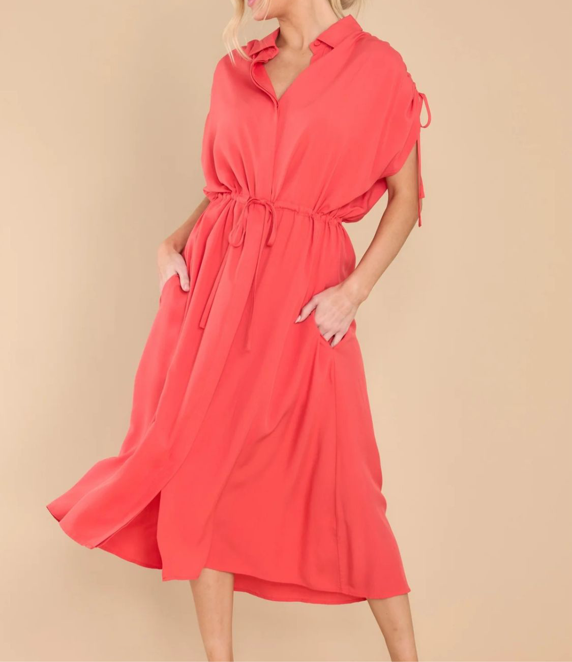 Florence Collared Short Sleeve Midi Dress