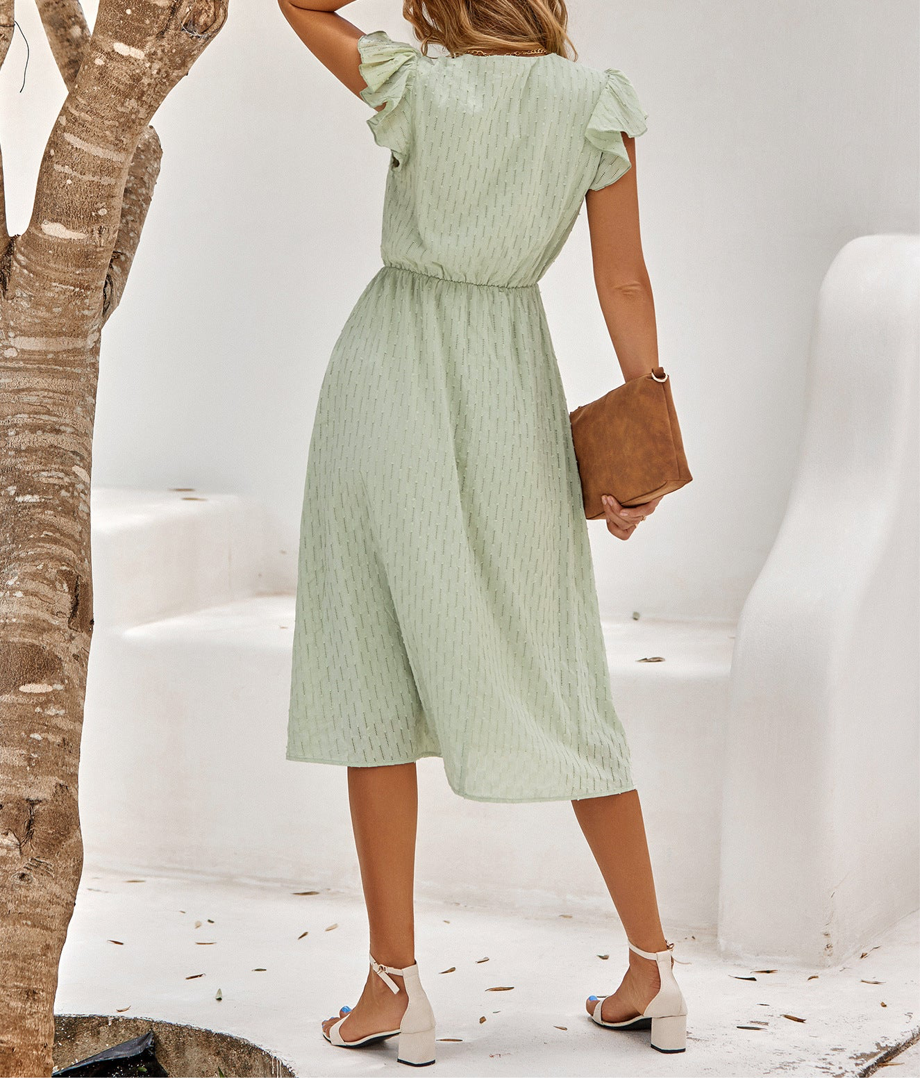 Alice V-Neck Flutter Sleeve Midi Dress