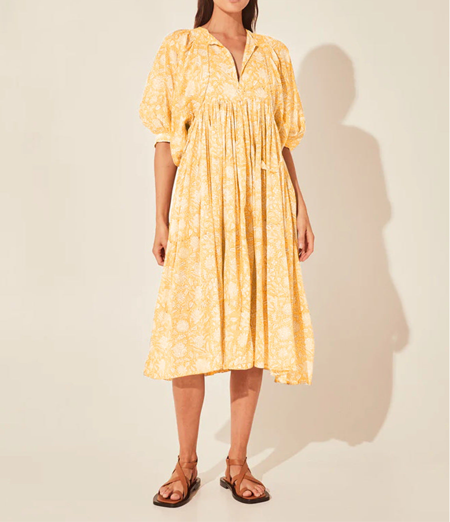 Iris Floral Lantern Sleeve Dress