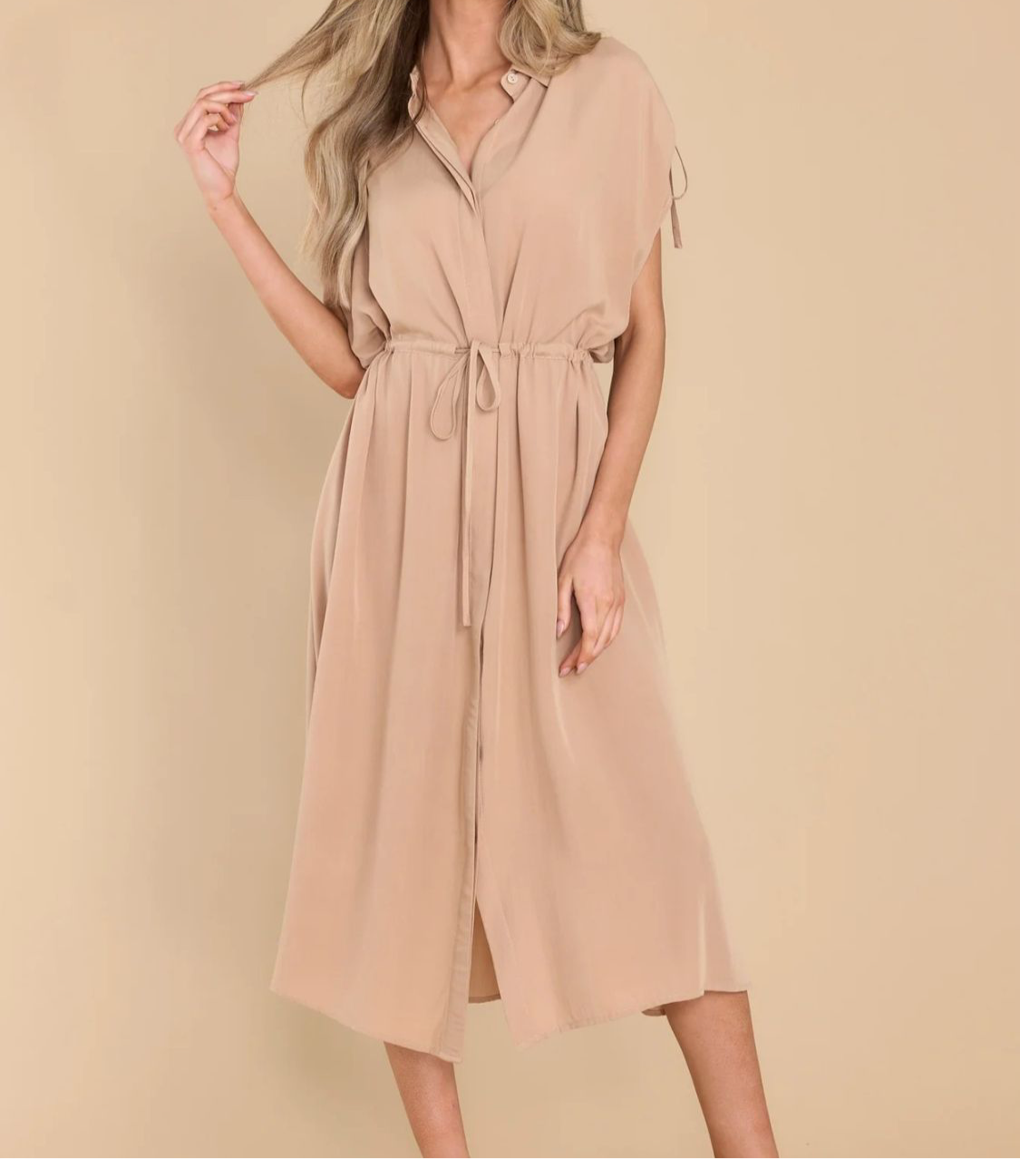 Florence Collared Short Sleeve Midi Dress