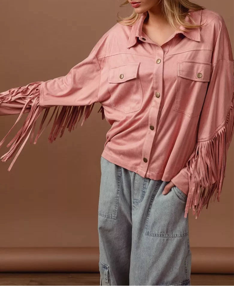 Dottie Suede Fringe Long Sleeve Jacket