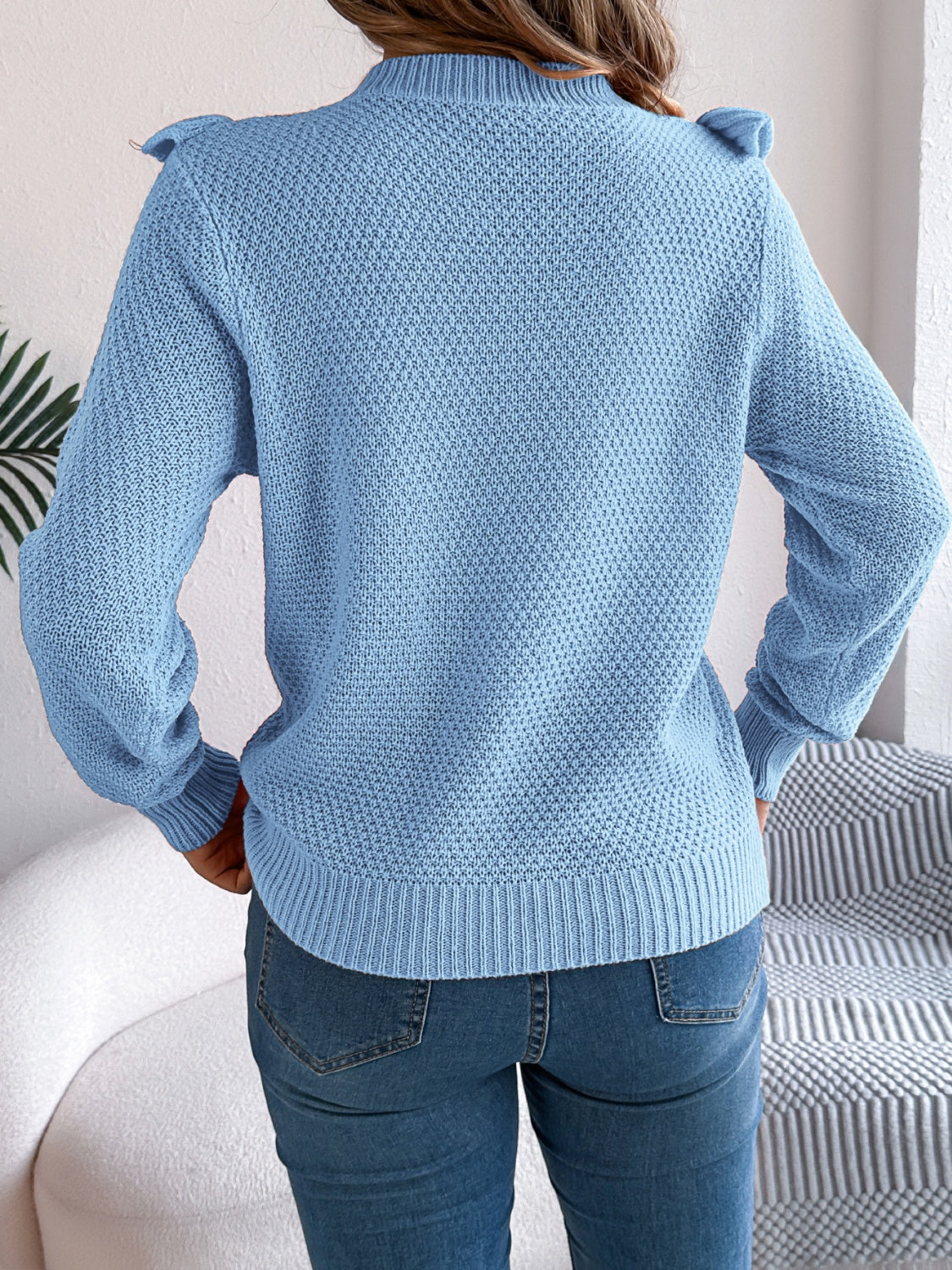 Madeleine Ruffled Round Neck Long Sleeve Sweater