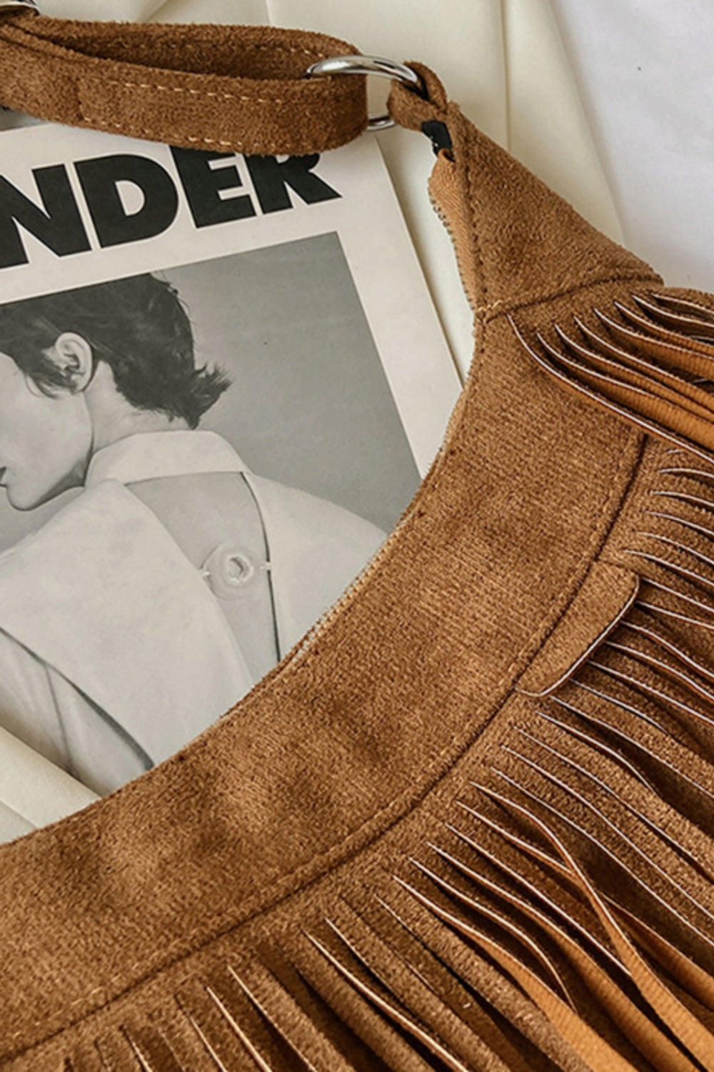 Jenny Suede Fringe Adjustable Strap Shoulder Bag