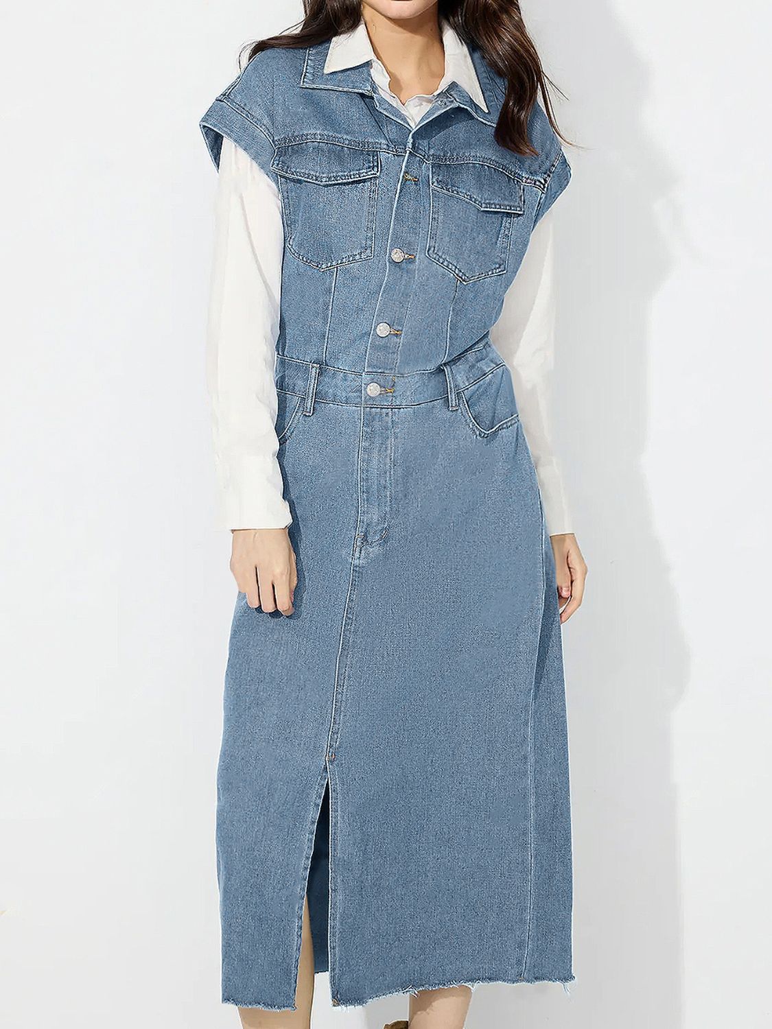 Darla Denim Button Down Midi Dress