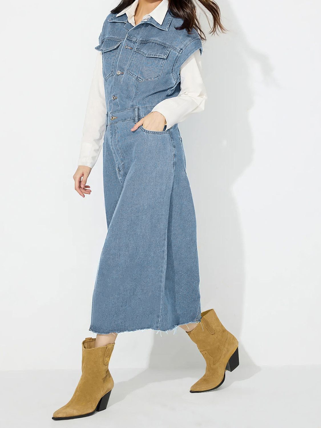 Darla Denim Button Down Midi Dress