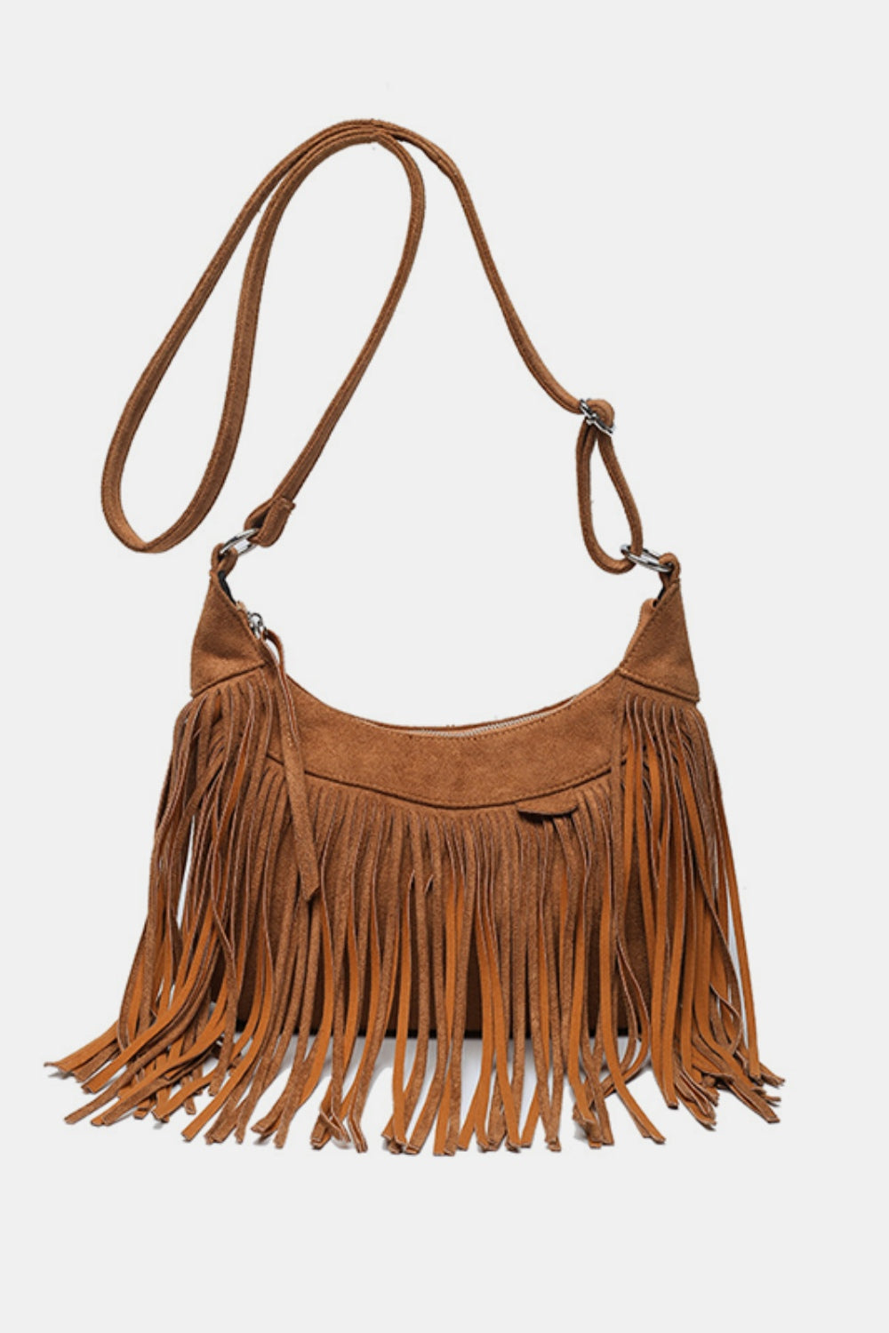 Jenny Suede Fringe Adjustable Strap Shoulder Bag