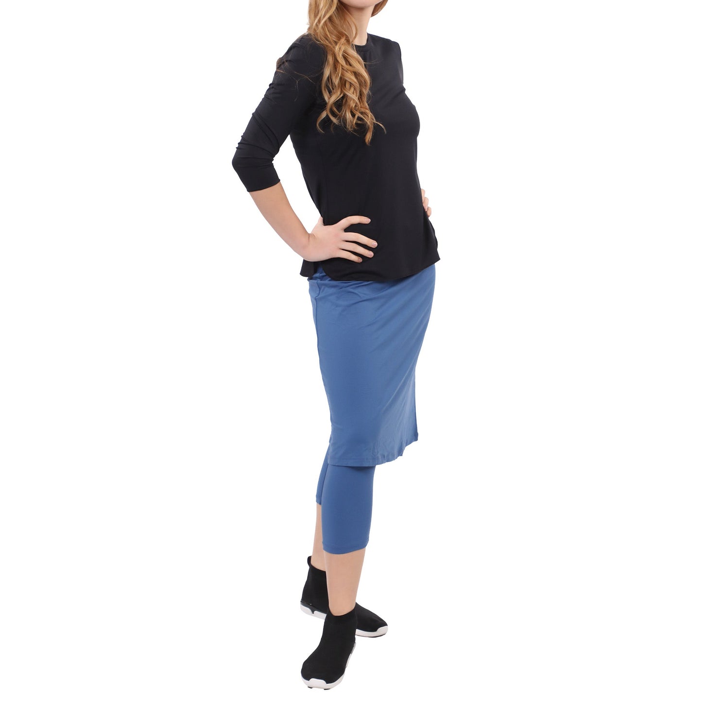 Tabitha Modest Swim and Sports Midi Skirt with Attached Leggings - UPF 50 Protection