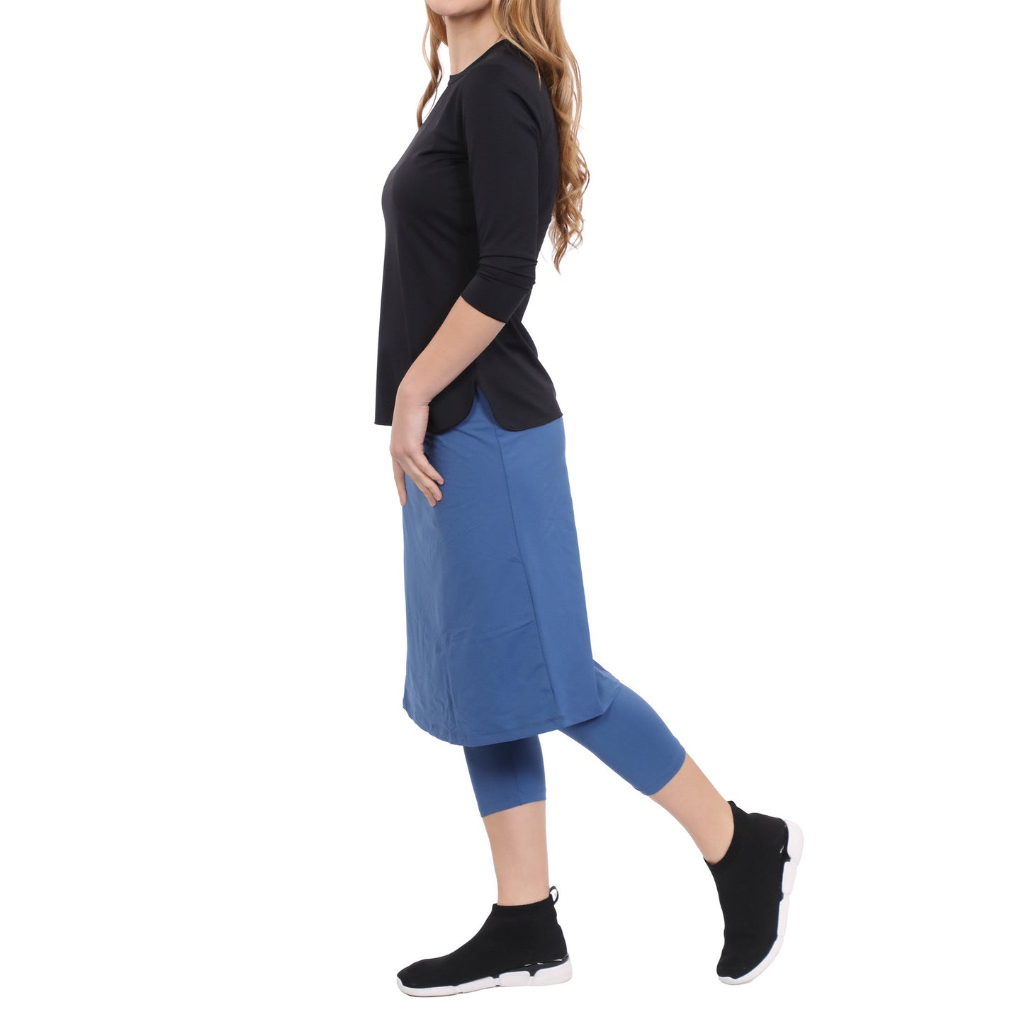 Tabitha Modest Swim and Sports Midi Skirt with Attached Leggings - UPF 50 Protection