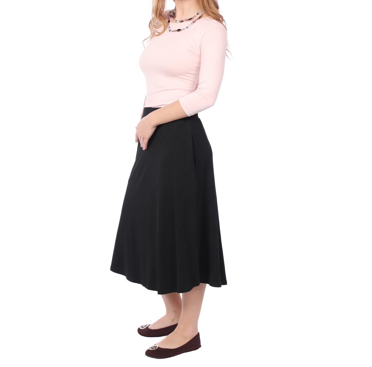 Lydia The Perfect A-Line Midi Skirt with Pockets