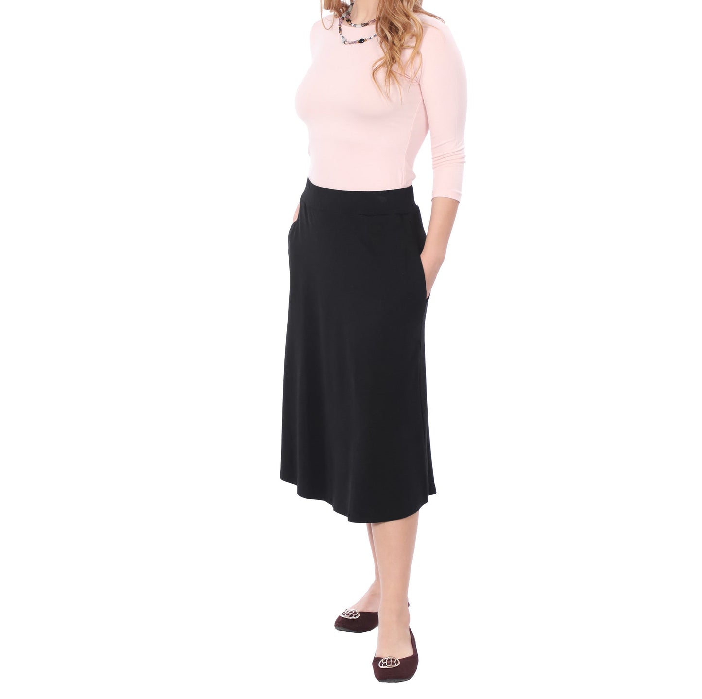 Lydia The Perfect A-Line Midi Skirt with Pockets