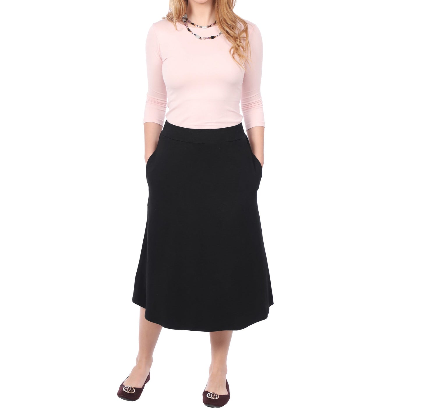 Lydia The Perfect A-Line Midi Skirt with Pockets