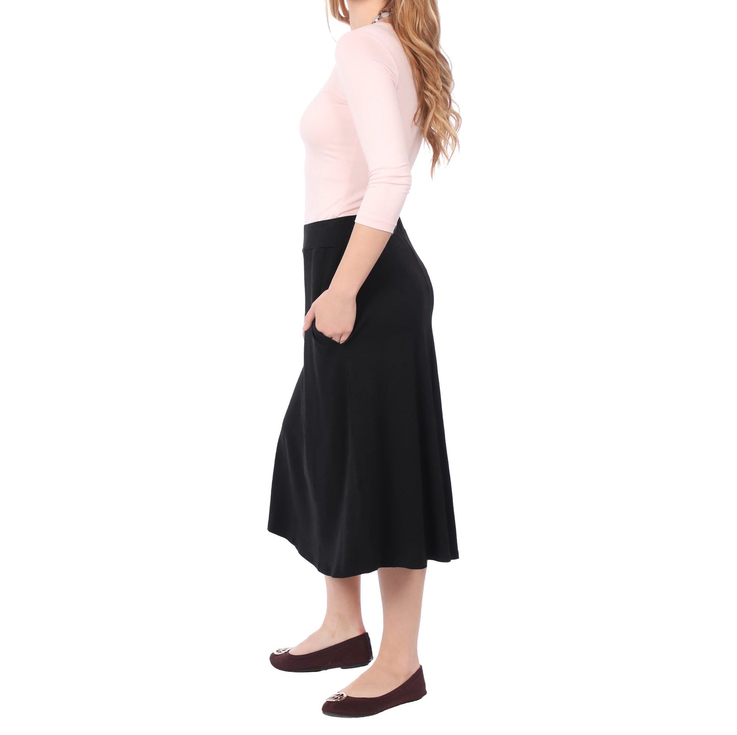 Lydia The Perfect A-Line Midi Skirt with Pockets