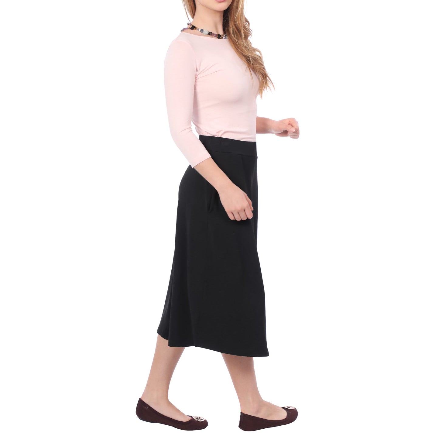 Lydia The Perfect A-Line Midi Skirt with Pockets