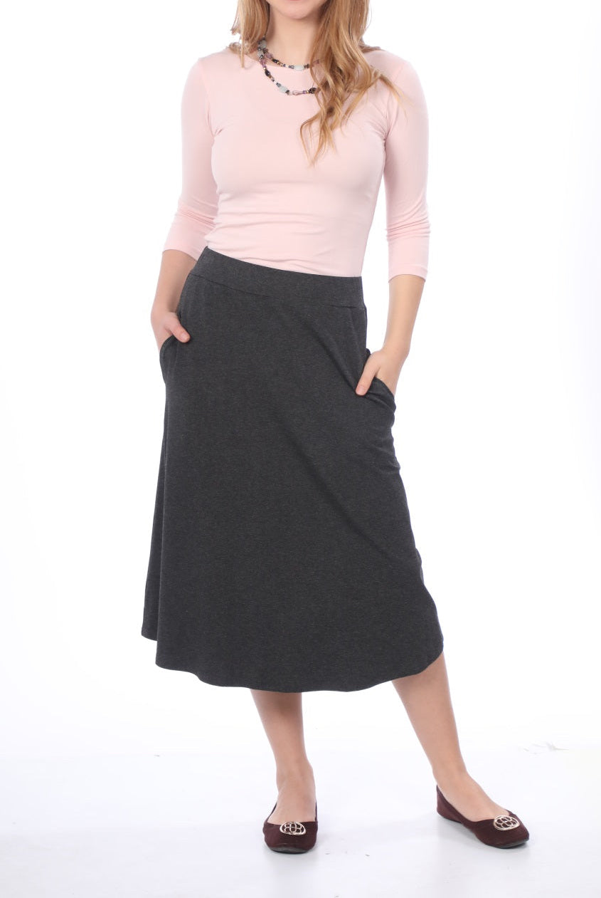 Lydia The Perfect A-Line Midi Skirt with Pockets