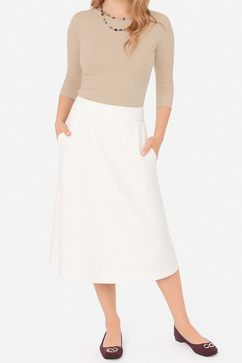 Lydia The Perfect A-Line Midi Skirt with Pockets