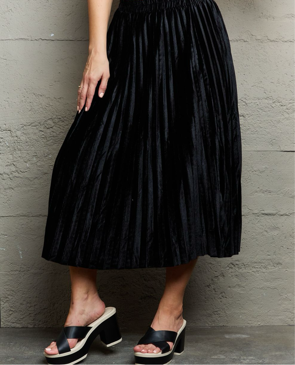 Midi Skirt Accordion Pleated