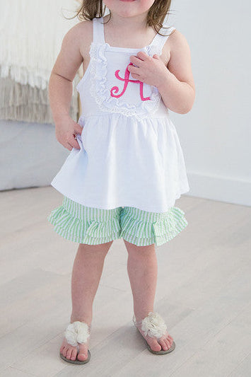 Kara Girls Ruffled Seersucker Shorties