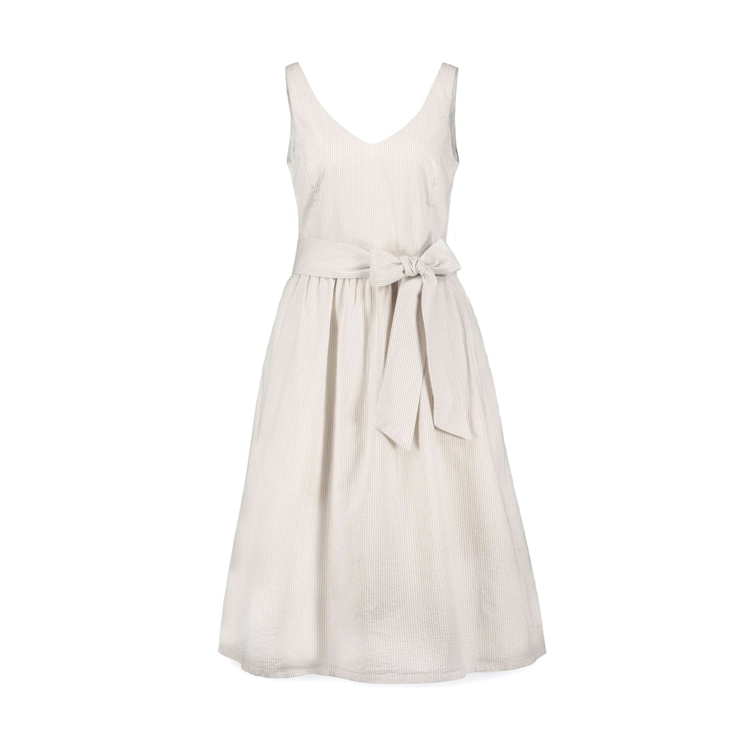 Dolores A-Line Organic Dress with Sash Taupe