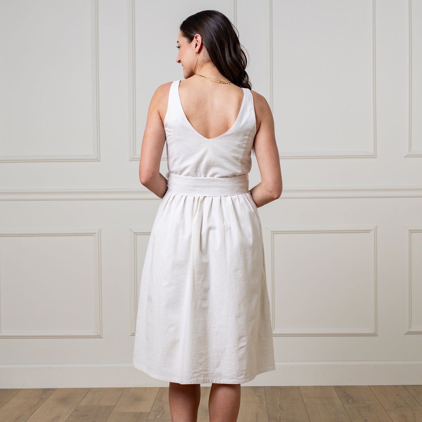 Dolores A-Line Organic Dress with Sash Taupe