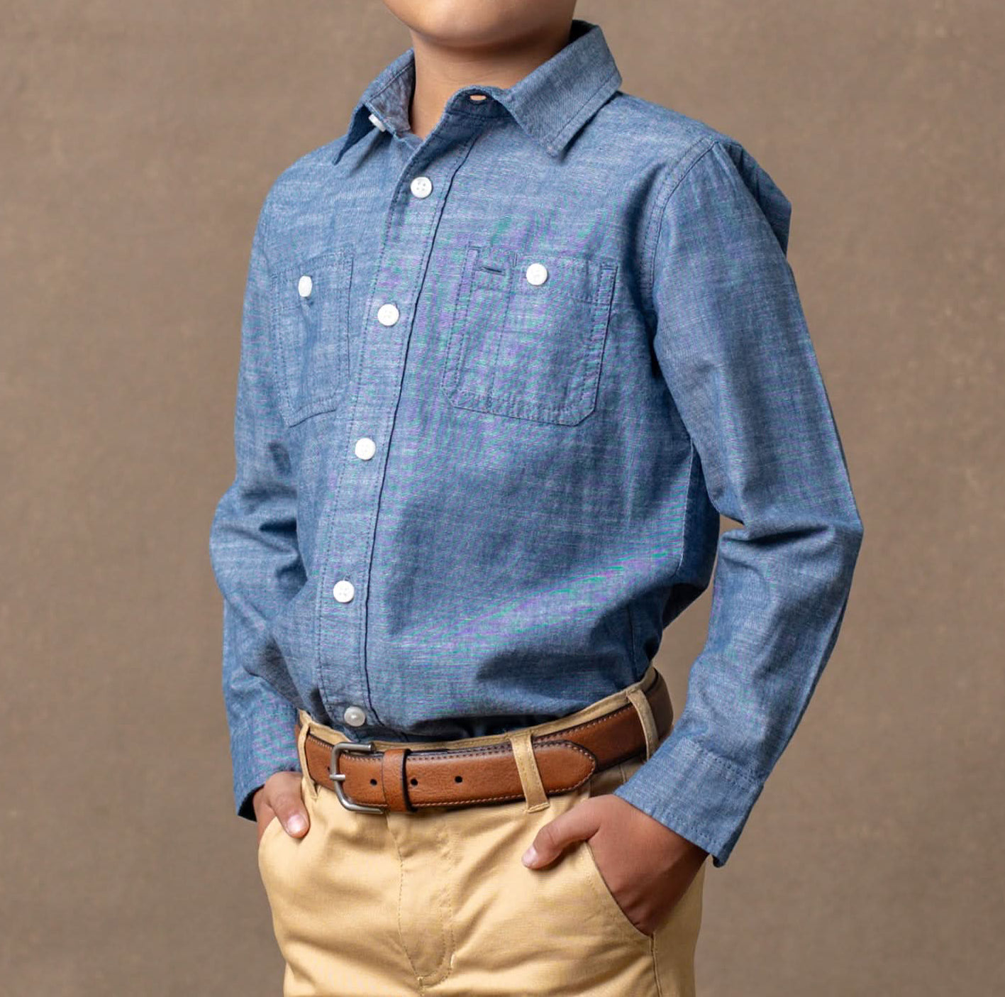 Reggie Organic Chambray Button Down Shirt - Baby